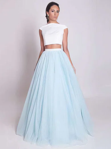 Ball Gown Scoop Neck Satin Tulle Floor-length Prom Dresses #Favs020103301