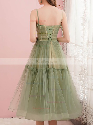 A-line Square Neckline Tulle Tea-length Short Prom Dresses #Favs020020108349