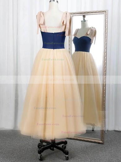 A-line Sweetheart Tulle Tea-length Bow Short Prom Dresses #Favs020020108473