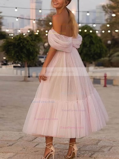A-line Off-the-shoulder Tulle Ankle-length Short Prom Dresses #Favs020020108475