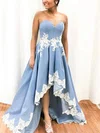A-line Sweetheart Silk-like Satin Asymmetrical Short Prom Dresses With Split Front #Favs020020110247