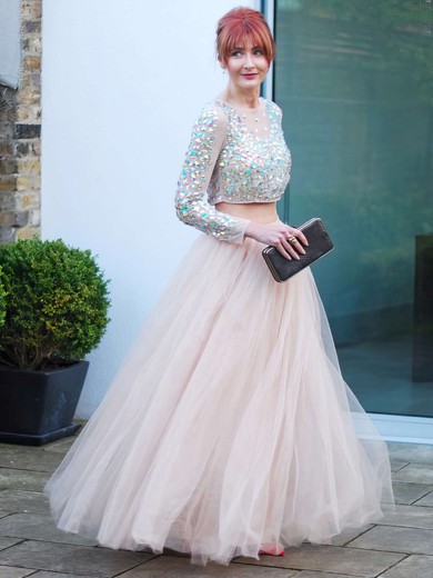 Princess Scoop Neck Tulle Floor-length Crystal Detailing Prom Dresses #Favs020103302