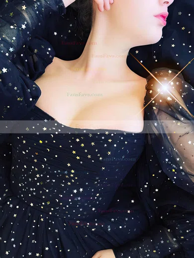 A-line V-neck Tulle Short/Mini Short Prom Dresses #Favs020020111138