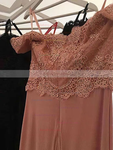 Sheath/Column Off-the-shoulder Jersey Sweep Train Beading Prom Dresses #Favs020105707