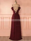 A-line V-neck Chiffon Floor-length Lace Prom Dresses #Favs020105740