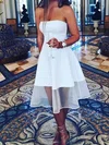A-line Strapless Organza Tea-length Short Prom Dresses #Favs020020110393
