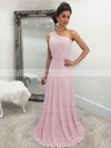 A-line One Shoulder Chiffon Sweep Train Prom Dresses #Favs020105744