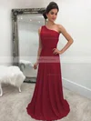A-line One Shoulder Chiffon Sweep Train Prom Dresses #Favs020105744