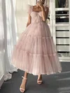 A-line Square Neckline Tulle Tea-length Short Prom Dresses #Favs020020111151