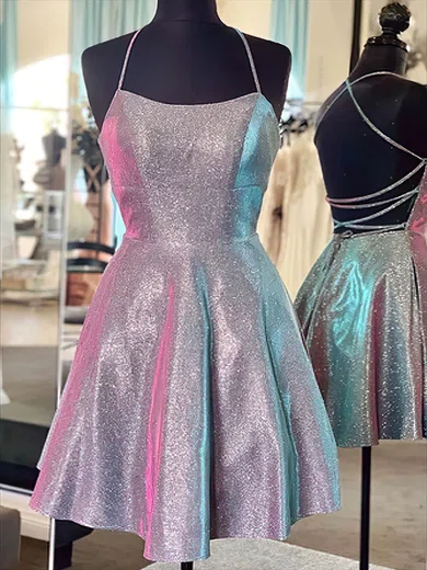 A-line Scoop Neck Shimmer Crepe Short/Mini Short Prom Dresses #Favs020020110398