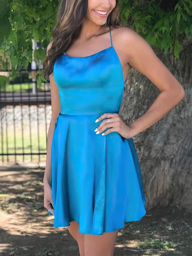 A-line Scoop Neck Silk-like Satin Short/Mini Short Prom Dresses #Favs020020110402