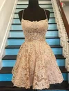 A-line Scoop Neck Tulle Short/Mini Short Prom Dresses With Lace #Favs020020110407