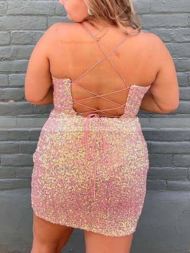 Sheath/Column V-neck Sequined Short/Mini Short Prom Dresses #Favs020020111183