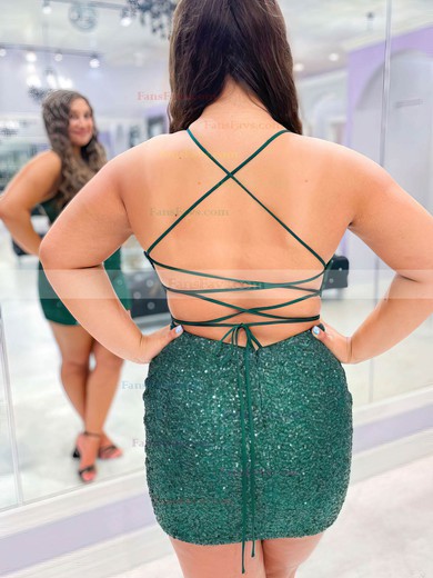 Sheath/Column Cowl Neck Sequined Short/Mini Short Prom Dresses #Favs020020111184