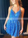 A-line V-neck Sequined Short/Mini Short Prom Dresses #Favs020020111186