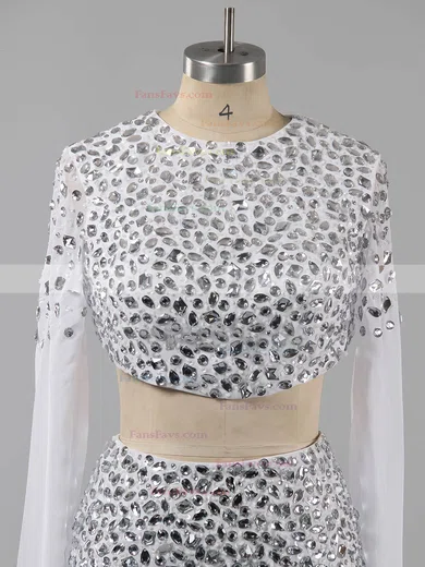 Sheath/Column Scoop Neck Chiffon Floor-length Beading Prom Dresses #Favs02018849