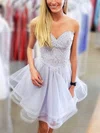 A-line Sweetheart Tulle Short/Mini Short Prom Dresses With Lace #Favs020020110427