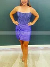 Sheath/Column Strapless Jersey Short/Mini Short Prom Dresses With Beading #Favs020020111189
