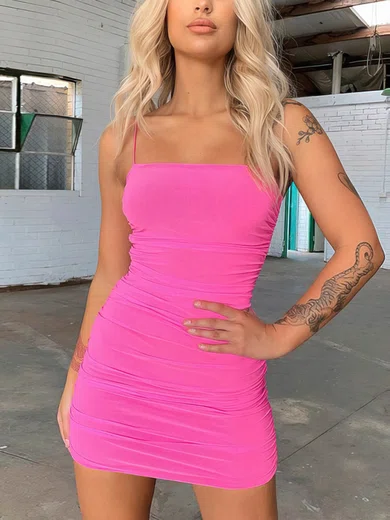 Sheath/Column Square Neckline Jersey Short/Mini Short Prom Dresses #Favs020020110444