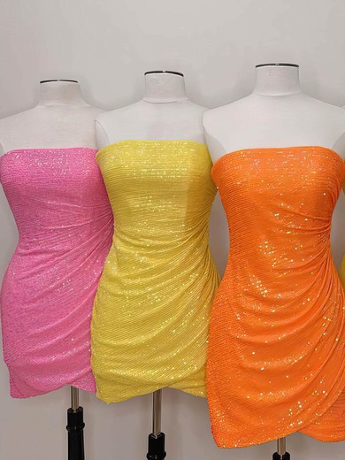 Sheath/Column Strapless Sequined Short/Mini Short Prom Dresses #Favs020020111212