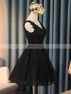A-line V-neck Lace Short/Mini Short Prom Dresses With Beading #Favs020020110452