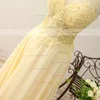 A-line Scoop Neck Chiffon Sweep Train Appliques Lace Prom Dresses #Favs020102400