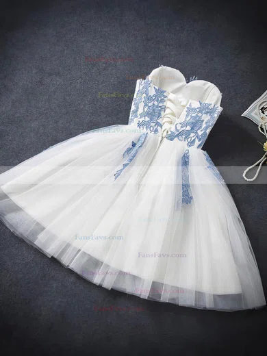 A-line Sweetheart Tulle Short/Mini Short Prom Dresses With Lace #Favs020020110462