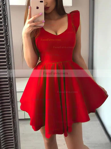 A-line V-neck Stretch Crepe Short/Mini Short Prom Dresses With Tiered #Favs020020110463