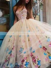 A-line Strapless Lace Tulle Tea-length Short Prom Dresses With Appliques Lace #Favs020020110475