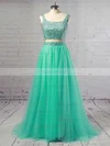 Princess Square Neckline Tulle Sweep Train Crystal Detailing Prom Dresses #Favs020103321