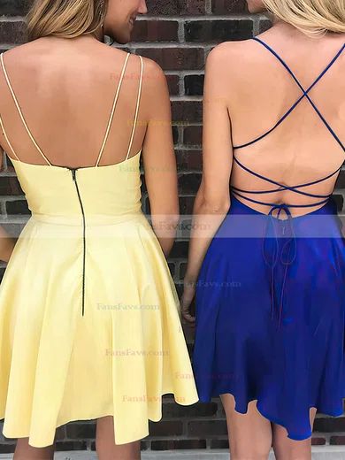 A-line V-neck Silk-like Satin Short/Mini Short Prom Dresses #Favs020020111250
