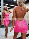 Sheath/Column V-neck Sequined Short/Mini Short Prom Dresses #Favs020020111255