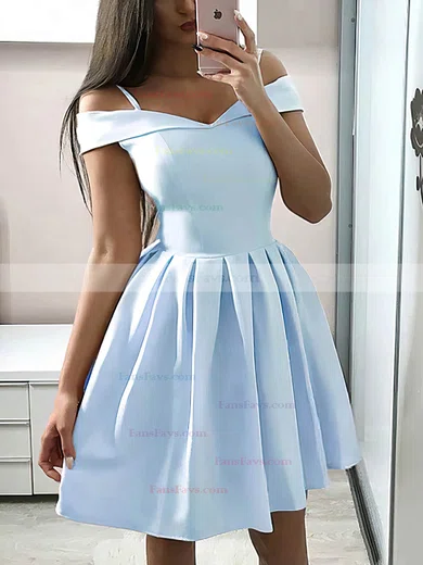 A-line Off-the-shoulder Satin Short/Mini Short Prom Dresses #Favs020020111257