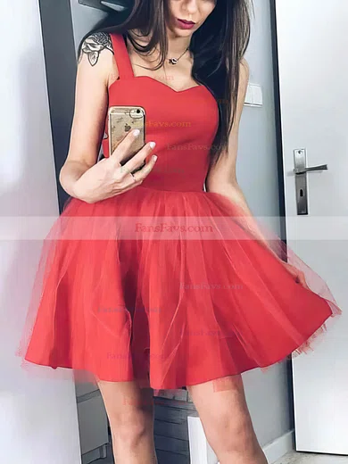 A-line Sweetheart Tulle Short/Mini Short Prom Dresses #Favs020020111259