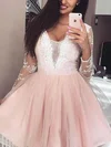 Princess Scoop Neck Tulle Short/Mini Short Prom Dresses With Appliques Lace #Favs020020111261