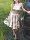 A-line Halter Sequined Knee-length Short Prom Dresses #Favs020020110503