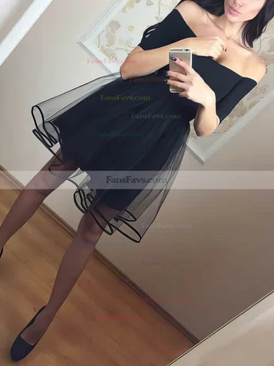 A-line Off-the-shoulder Tulle Short/Mini Short Prom Dresses #Favs020020111271