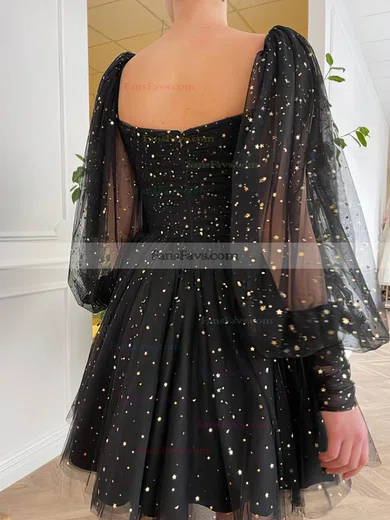 A-line Square Neckline Tulle Short/Mini Short Prom Dresses #Favs020020110508