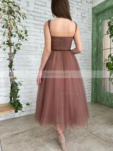 A-line Sweetheart Tulle Ankle-length Short Prom Dresses With Sashes / Ribbons #Favs020020110510