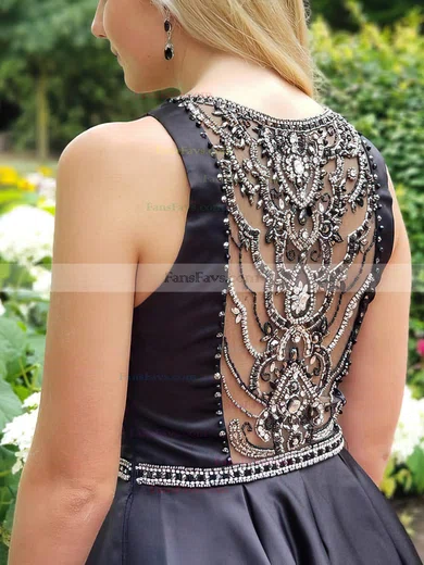 A-line Scoop Neck Silk-like Satin Short/Mini Short Prom Dresses With Pockets #Favs020020110523