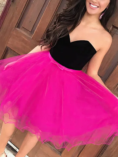 A-line Sweetheart Tulle Short/Mini Short Prom Dresses #Favs020020110538