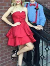 A-line Strapless Silk-like Satin Short/Mini Short Prom Dresses With Bow #Favs020020110540