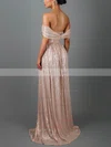A-line Off-the-shoulder Sequined Sweep Train Prom Dresses With Split Front #Favs020115638