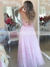 A-line Scoop Neck Chiffon Floor-length Appliques Lace Prom Dresses #Favs020105247