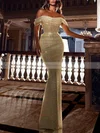 Sheath/Column Off-the-shoulder Sequined Floor-length Prom Dresses With Ruffles #Favs020115649