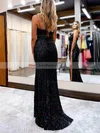 Sheath/Column V-neck Sequined Sweep Train Prom Dresses With Beading #Favs020115652