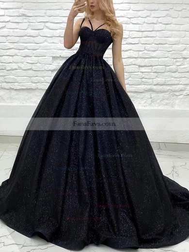 Ball Gown Sweetheart Glitter Sweep Train Prom Dresses With Sashes / Ribbons #Favs020115671