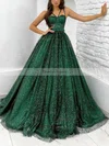 Ball Gown Sweetheart Glitter Sweep Train Prom Dresses With Sashes / Ribbons #Favs020115671