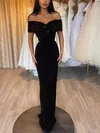 Sheath/Column Off-the-shoulder Stretch Crepe Floor-length Prom Dresses With Sequins #Favs020115679