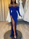 Sheath/Column Off-the-shoulder Stretch Crepe Floor-length Prom Dresses With Beading #Favs020115681